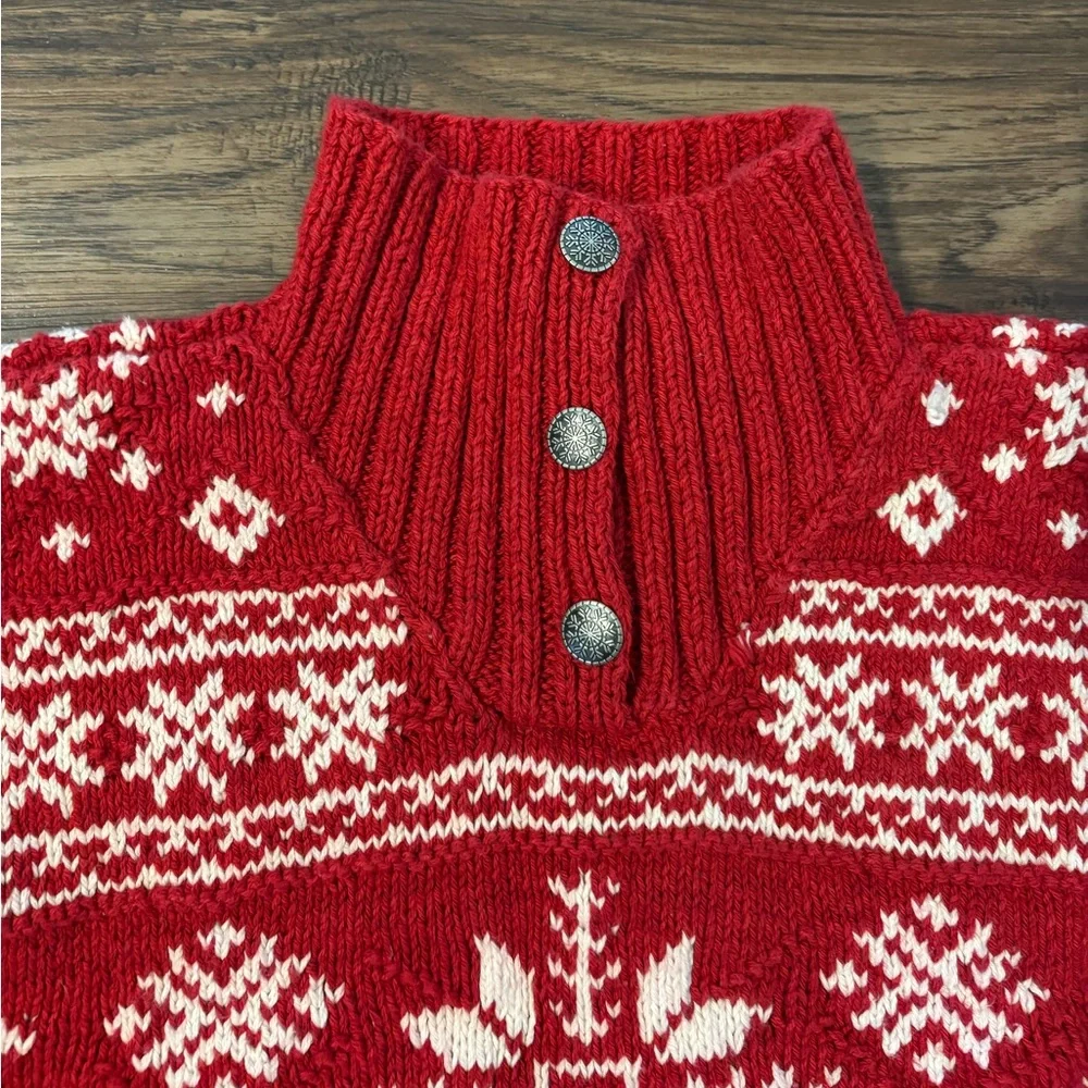Vintage Ralph Lauren Hand-Knit Red and White Snowflake Sweater Cotton XL - Picture 3 of 9
